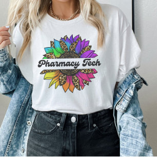 Pharmacy Tech Profession Rainbow Sunflower T-Shirt