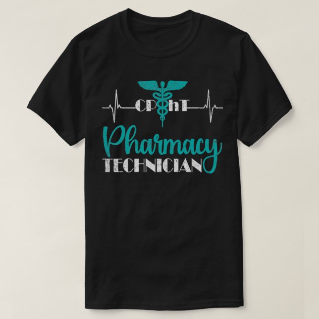 Pharmacy Technician Cpht Tech Heartbeat Ekg Pharma T-Shirt (Design vorne)