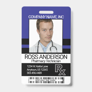 Pharmacy Technician Foto Abzeichen - Blau Ausweis