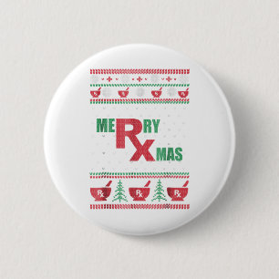 Pharmacy ugly Christmas - Merry Xmas Button
