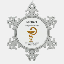 Pharmacy White Coat Zeremonie Herzlichen Glückwuns Schneeflocken Zinn-Ornament