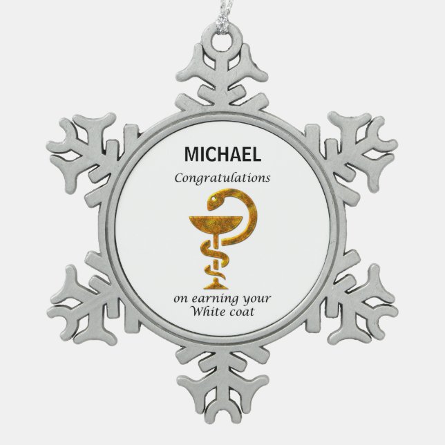 Pharmacy White Coat Zeremonie Herzlichen Glückwuns Schneeflocken Zinn-Ornament (Vorderseite)