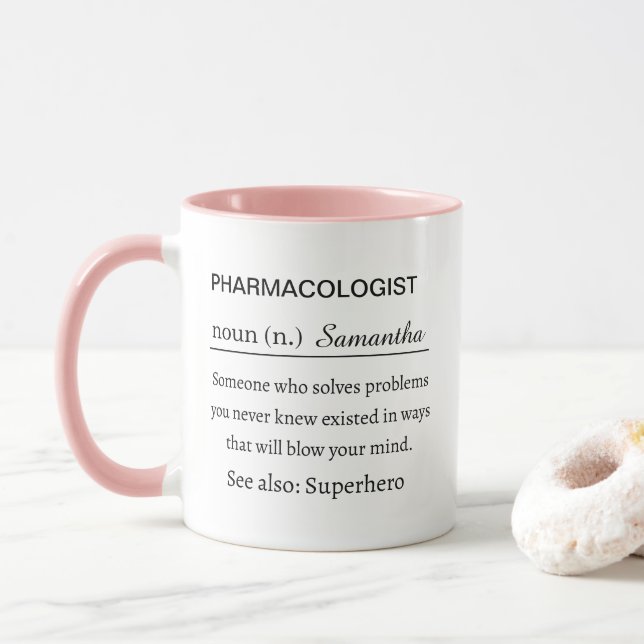 Pharmakologe Definitions-Tasse Wissenschaft Karrie Tasse (Mit Donut)