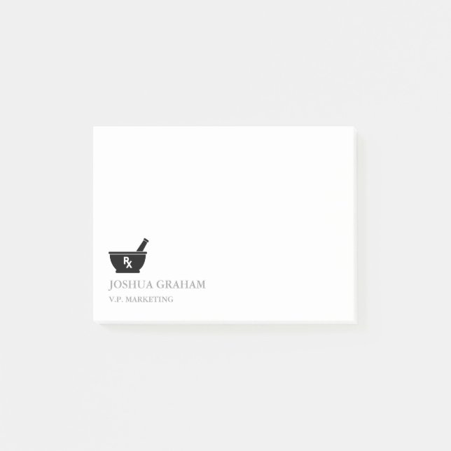 Pharmakologie-Mörser-und Post-it Klebezettel (Vorderseite)