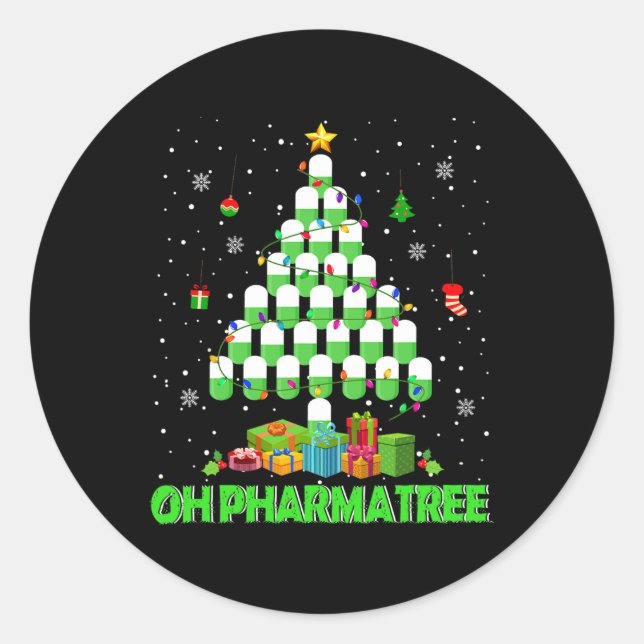 Pharmatree Christmas Tree Pharmacy Mediation P Runder Aufkleber (Vorderseite)