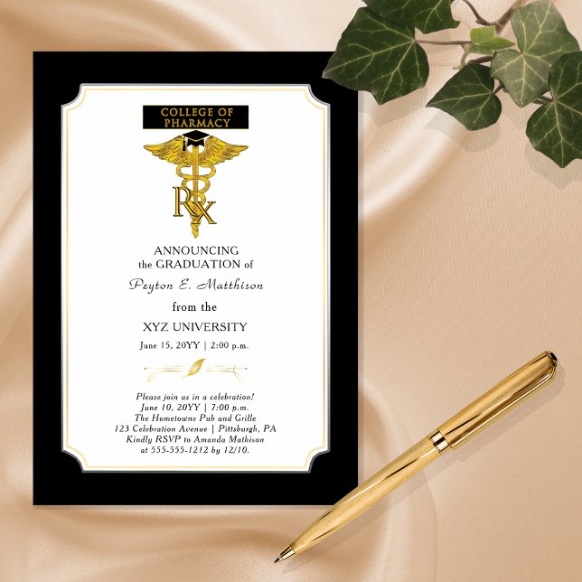 Pharmazeutische Uni |Abschluss Toxikologie Magneteinladung (Elegant Pharmacy Rx College University Pharmacist Toxicology Graduation Magnetic Invitation)