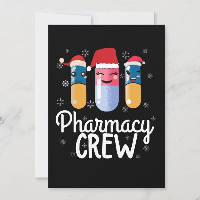Pharmazie-Crew. Apotheker Weihnachts-T - Shirt Einladung (Vorderseite)