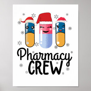 Pharmazie-Crew. Apotheker Weihnachts-T - Shirt Poster