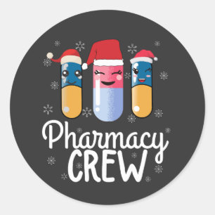 Pharmazie-Crew. Apotheker Weihnachts-T - Shirt Runder Aufkleber