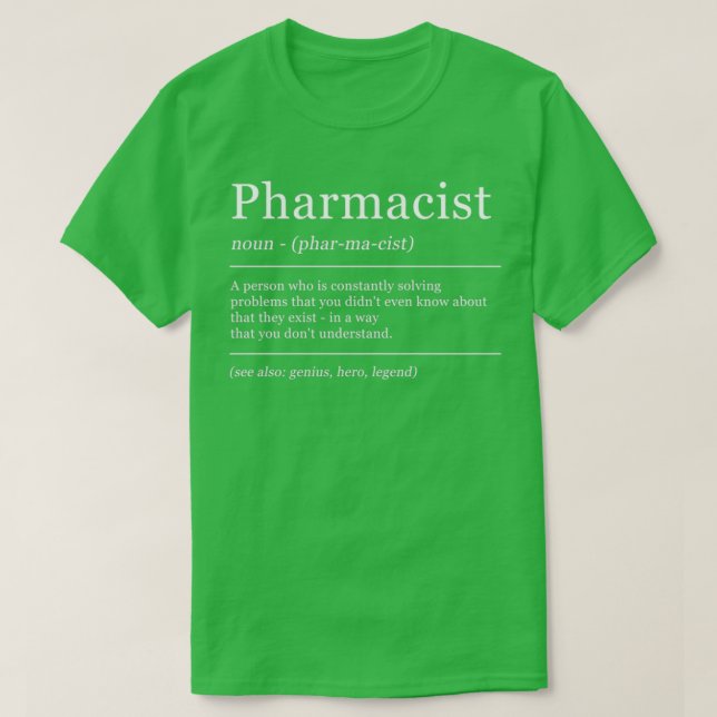 Pharmazie-Definition des Wörterbuchs T-Shirt (Design vorne)