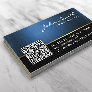 Pharmazie Navy Blue QR Code Beruflich Visitenkarte