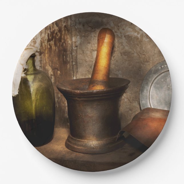 Pharmazie - Pestle - Zuhause - Mittel Pappteller (Vorderseite)