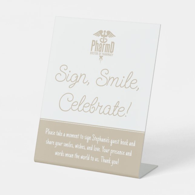 PharmD Arzt für Pharmacy Abschluss Gästebuch Sockelschild (Vorderseite)