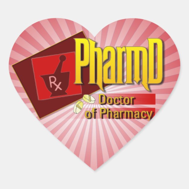 PharmD Arzt für Pharmacy LOGO Herz-Aufkleber (Vorderseite)