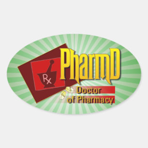 PharmD Arzt für Pharmacy LOGO Ovaler Aufkleber
