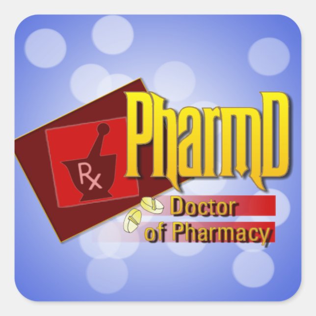 PharmD Arzt für Pharmacy LOGO Quadratischer Aufkleber (Vorderseite)
