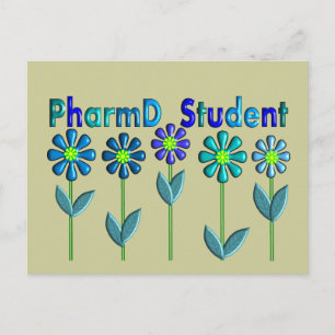 PharmD Student BLUE FLOWERS Postkarte