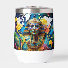 Pharoah’ Face on World Map Drinking Glasses