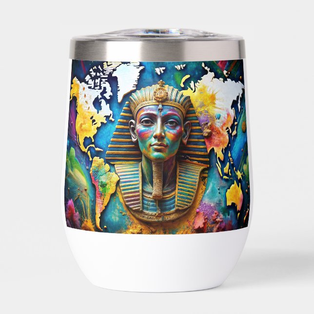 Pharoah’ Face on World Map Drinking Glasses (Vorderseite)