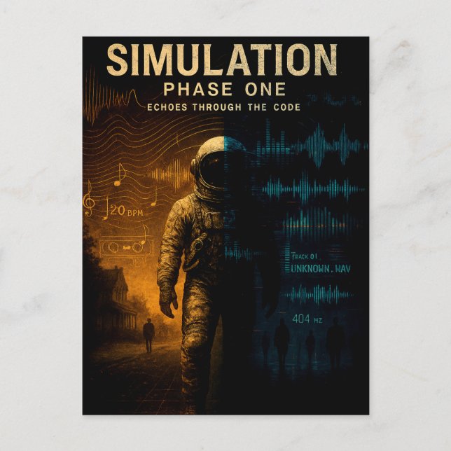 Phase 1 Poster - Glitch Astronaut Art Postkarte (Vorderseite)