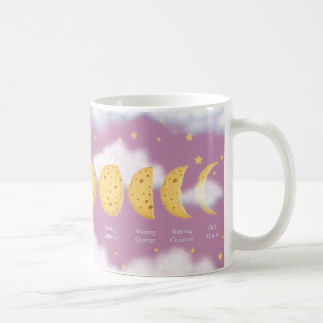 Phasen der Käse Moon Pink Sky Lunar Diagramm Kaffeetasse (Rechts)