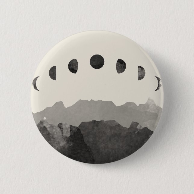Phasen des Mond-Astronomie-Raum-Aquarells Button (Vorderseite)