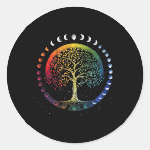 Phasen des Mondbaum-Chakra-Yoga-Yogi-Meditation Runder Aufkleber