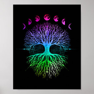 Phasen des Mondbaums des Lebens Hippy Poster