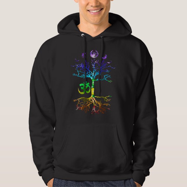 Phasen des Mondbaums des Lebens Om Chakra Hoodie (Vorderseite)