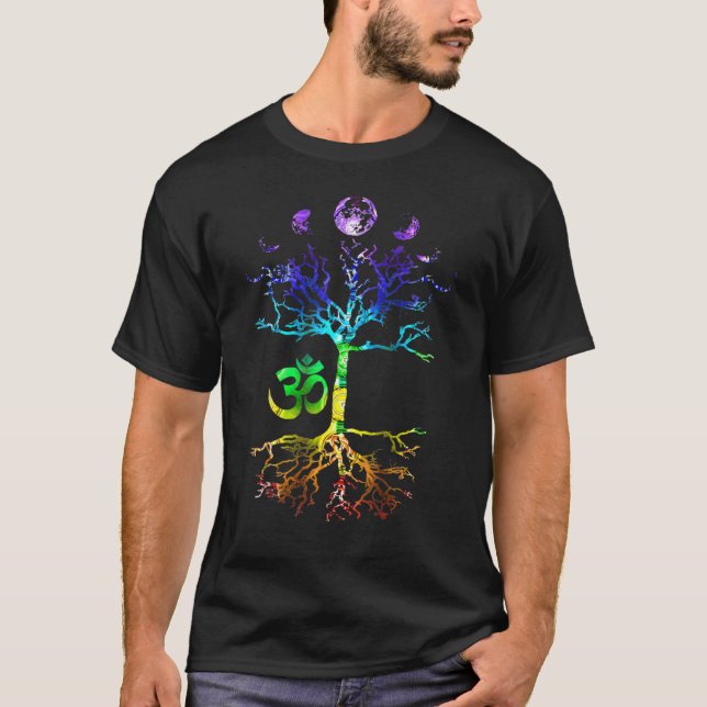 Phasen des Mondbaums Om Chakra T-Shirt (Vorderseite)