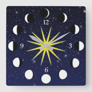 Phases of the moon clock quadratische wanduhr