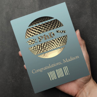 PhD Abschluss Grußkarte Gold Platin Postkarte