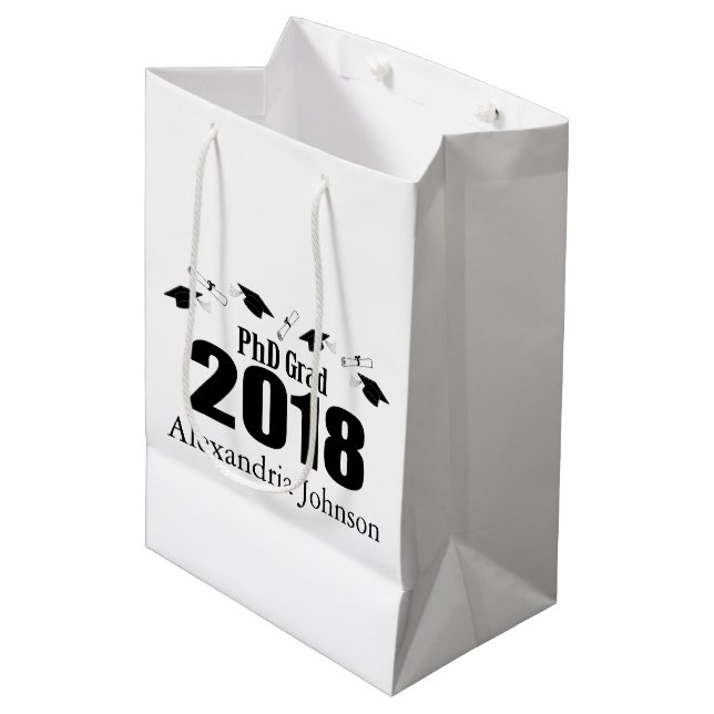 PhD-Absolvent-Abschluss-Geschenk-Tasche 2018 Mittlere Geschenktüte (Vorderseite Schrägansicht)