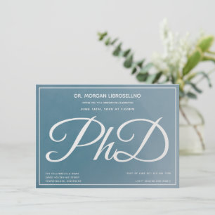 PhD Blue Graduation Party Einladung