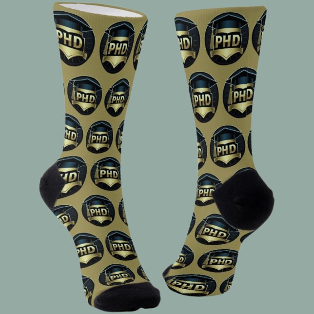 Phd Cap Gold Schwarzes Muster Doktorand Socken (Von Creator hochgeladen)