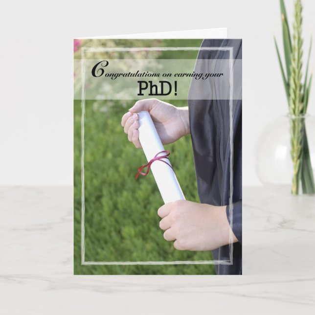 PHD Degree Abschluss Herzlichen Glückwunsch, Diplo Karte (Vorderseite)