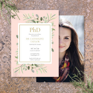 Phd Degree Blush Pink Greenerity Foto Abschluss Einladung