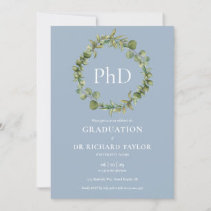 PhD Degree Dusty Blue Garland Abschluss Einladung