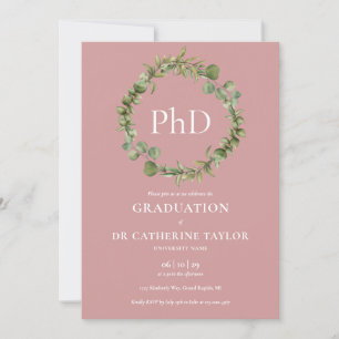 PhD Degree Dusty Rose Garland Abschluss Einladung