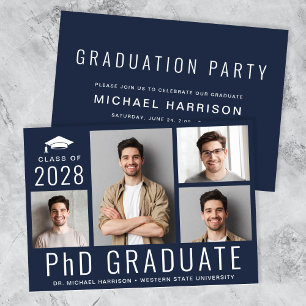 PhD Doctorate 5 Foto Blue Graduation Party Einladung
