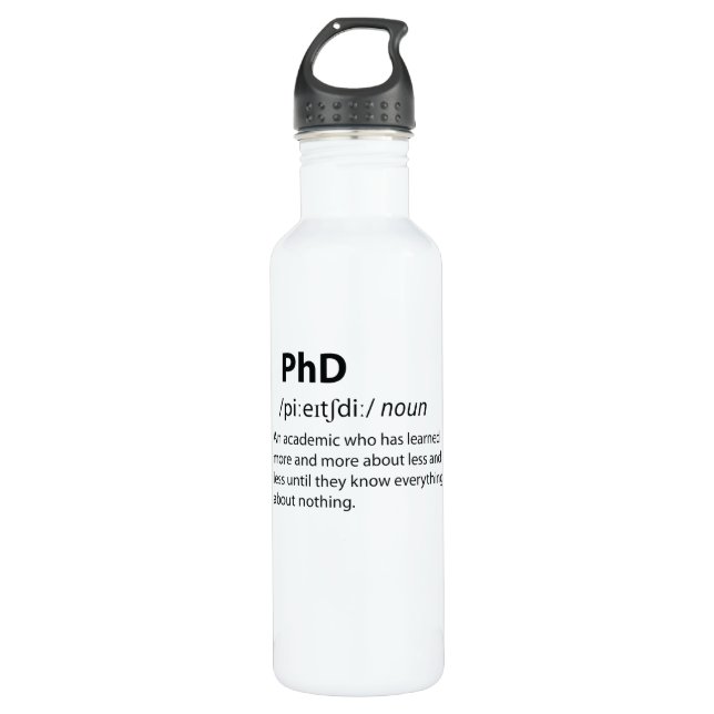 PhD Funny Dictionary Definition Edelstahlflasche (Vorderseite)