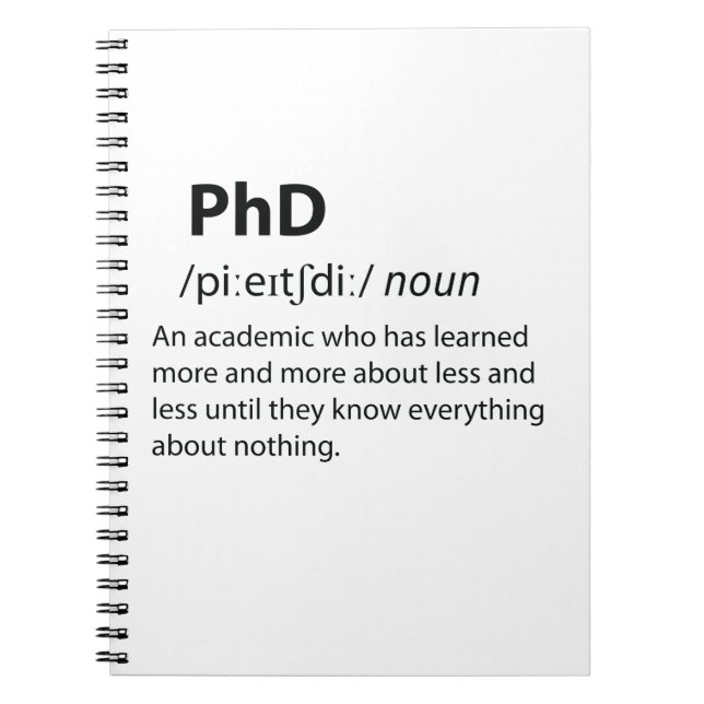 PhD Funny Dictionary Definition Notizblock (Vorderseite)