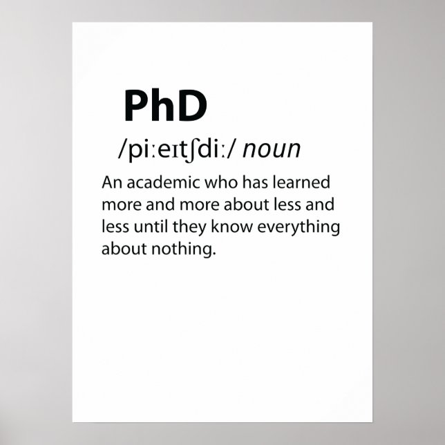 PhD Funny Dictionary Definition Poster (Vorne)