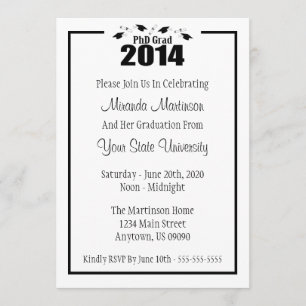PhD Grad 2014 Abschluss Einladung (Schwarze Karten