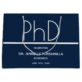 PhD Grad Blue Graduation Party Große Geschenktasch Geschenktüte