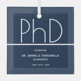 PhD-Grad-Blue Keepake-Abschluss Ornament Aus Glas