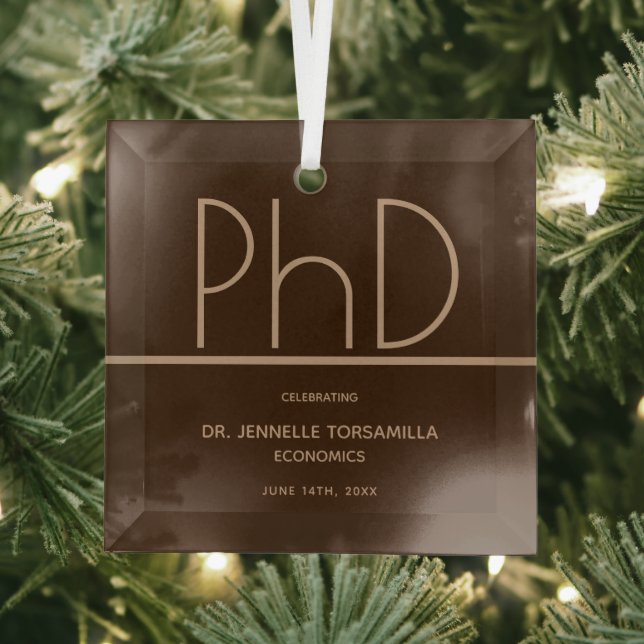 PhD-Grad Brown Keepake-Abschluss Ornament Aus Glas (Insitu)