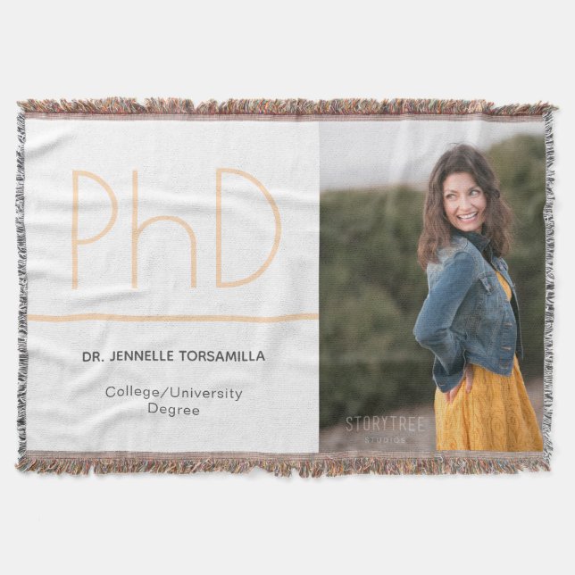 PhD-Grad-Foto für Weißcreme, Grau-Abschluss Decke (Vorderseite)
