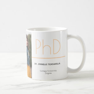 PhD-Grad-Foto für Weißcreme, Grau-Abschluss Kaffeetasse