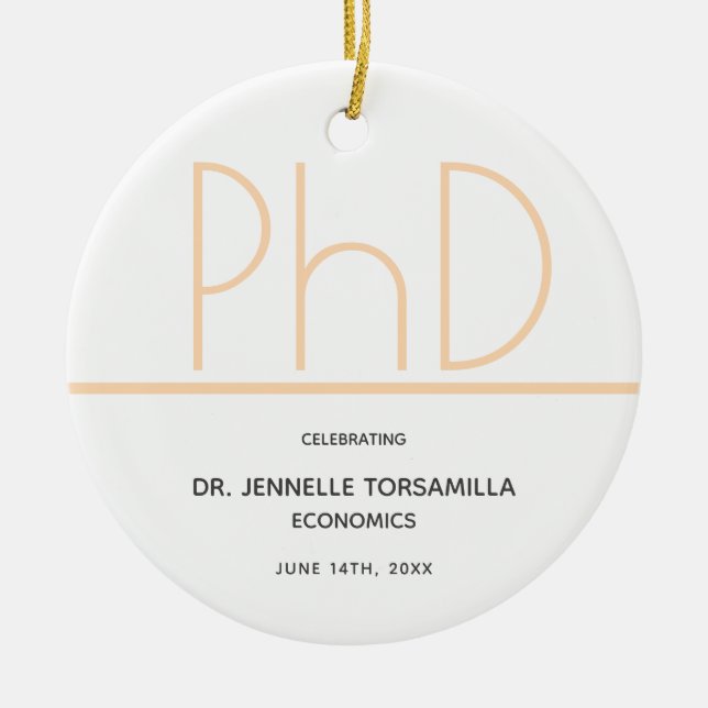 PhD-Grad-Party für Weißcreme-Grau Keramik Ornament (Vorne)